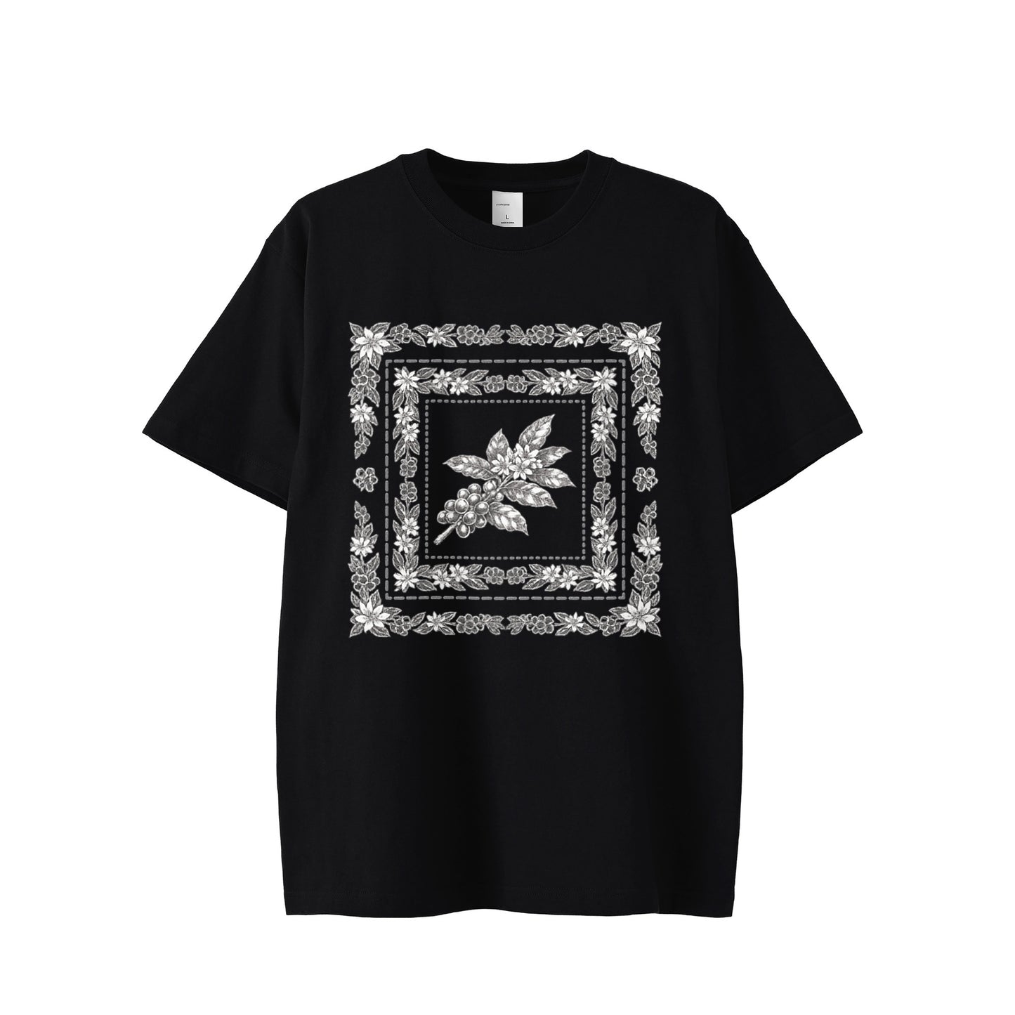 コーヒーの木 バンダナ柄  Tシャツ 6.2oz black image