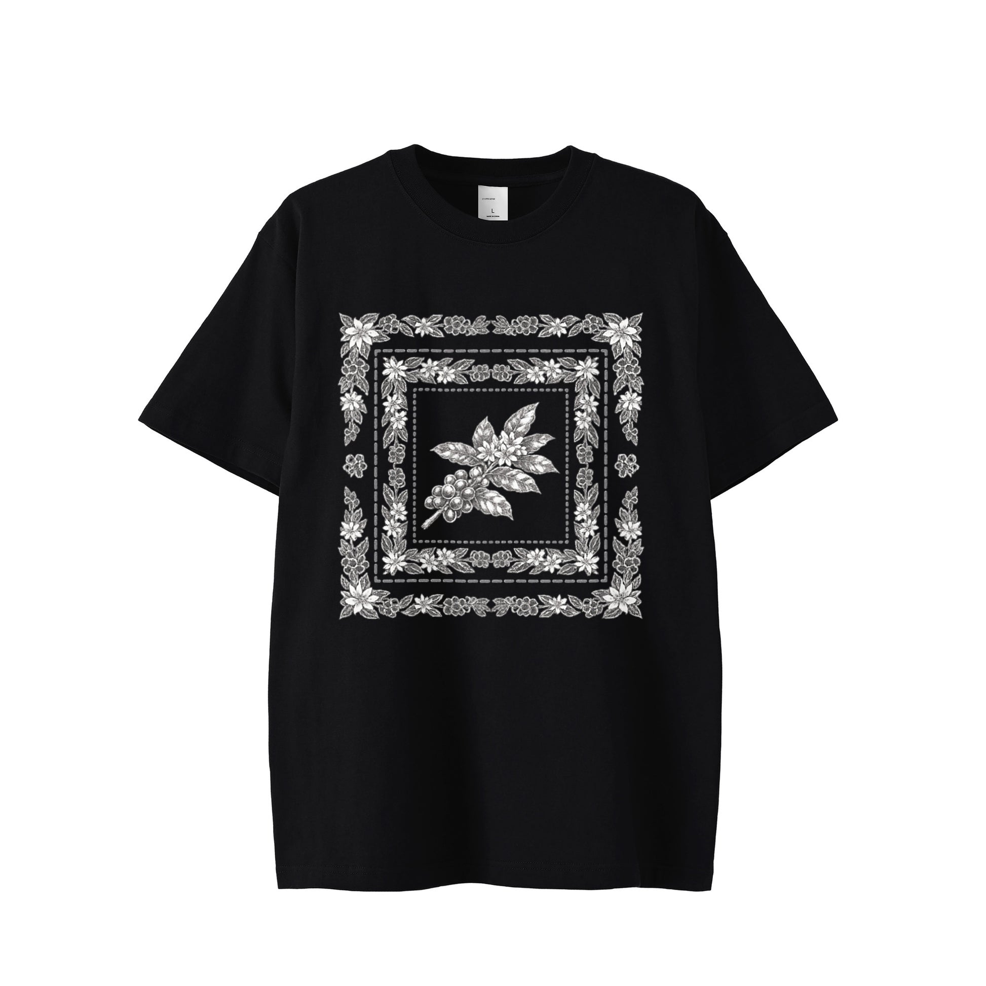 コーヒーの木 バンダナ柄  Tシャツ 6.2oz black image